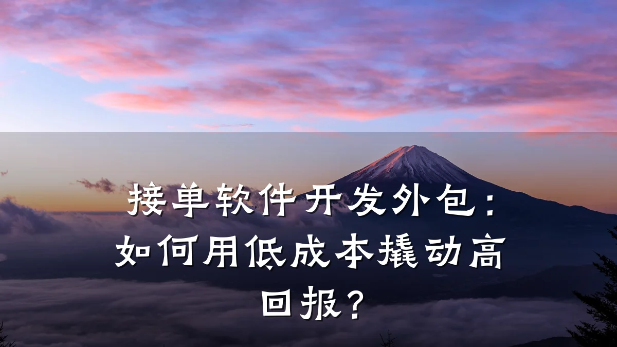 接单软件开发外包:如何用低成本撬动高回报?